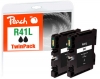 Peach Doppelpack Tintenpatrone schwarz kompatibel zu  Ricoh GC41KL*2, 405765*2